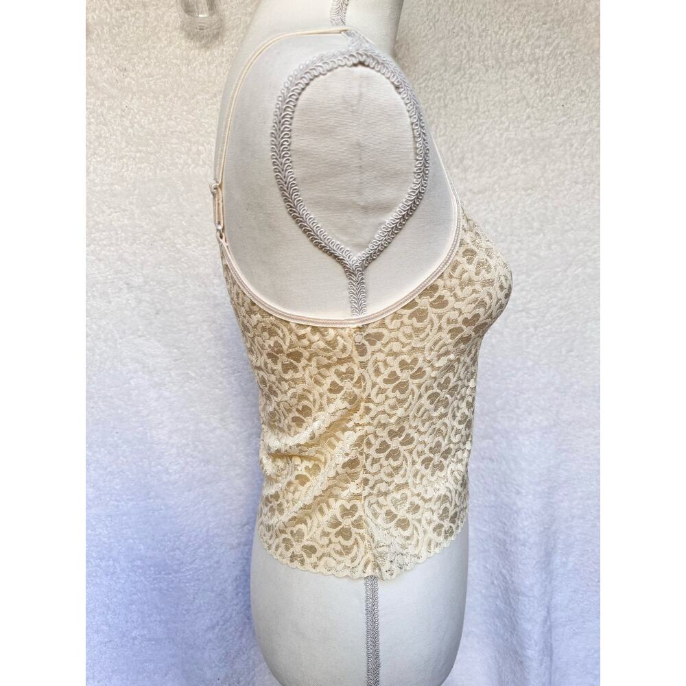 Vintage 90's Eva Cervantes Cream Nylon Lace Strappy Cropped Camisole Medium - Picture 4 of 8